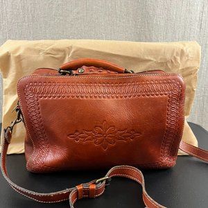 Patricia Nash Tooled Leather Satchel in CINNAMON EUC